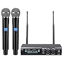 innopow Wireless Microphone System, Dual UHF Metal Cordless Mic Set, Long Distance 150-200Ft,16 Hours Continuous, Fixed Frequency, Use for Karaoke