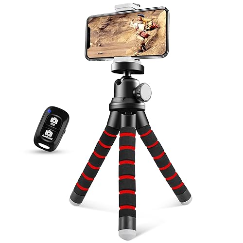 Sensyne Phone Tripod, Flexible Cell Phone Tripod with Phone Holder and Wireless Remote, Mini Travel Tripod Stand, Compatible with All Cell Phones