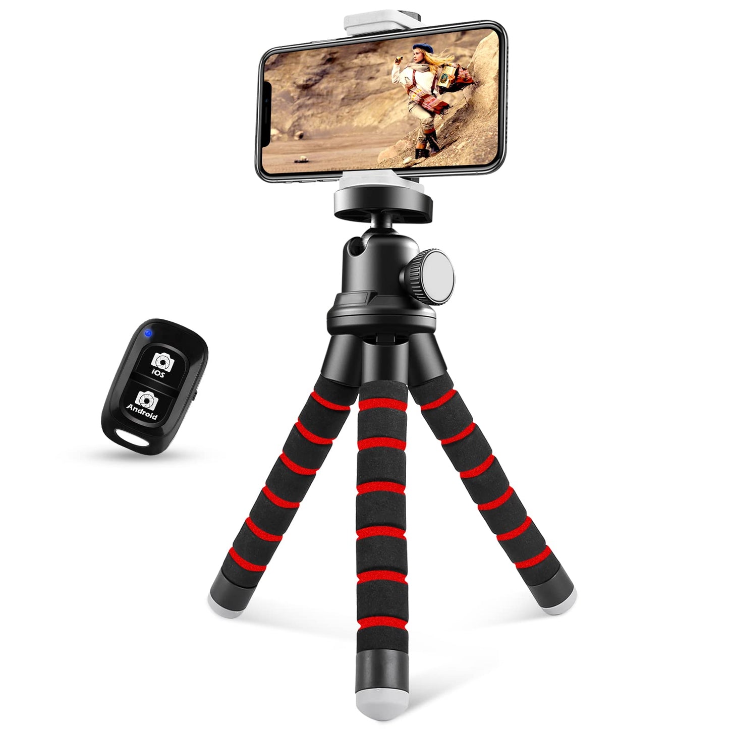 Sensyne Phone Tripod, Flexible Cell Phone Tripod with Phone Holder and Wireless Remote, Mini Travel Tripod Stand, Compatible with All Cell Phones