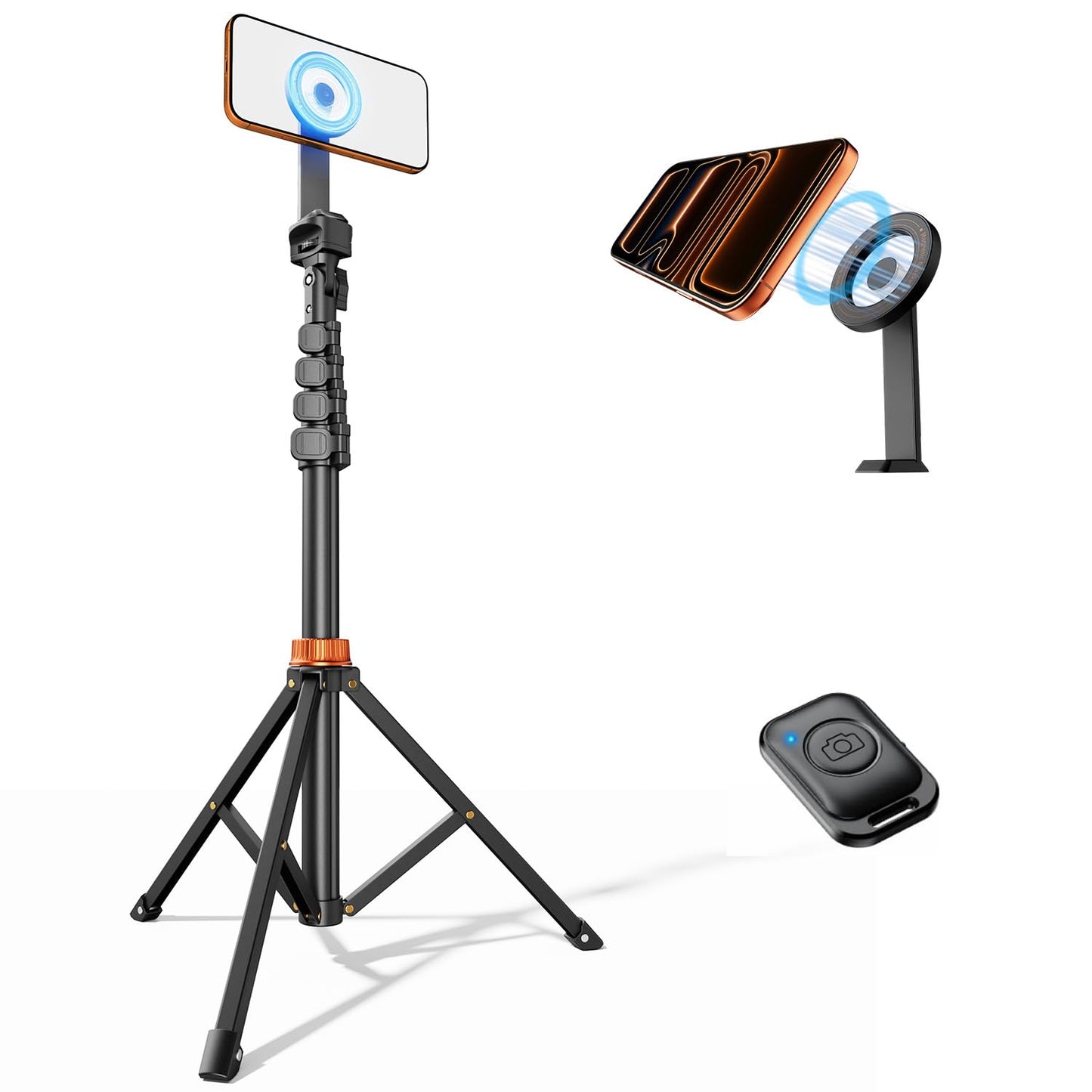 VIMOSE Phone Tripod, Tripod for iPhone with Remote & Strong Magnetic Holder for Magsafe, Stable Cell Phone Tripod for Video Recording, Essential