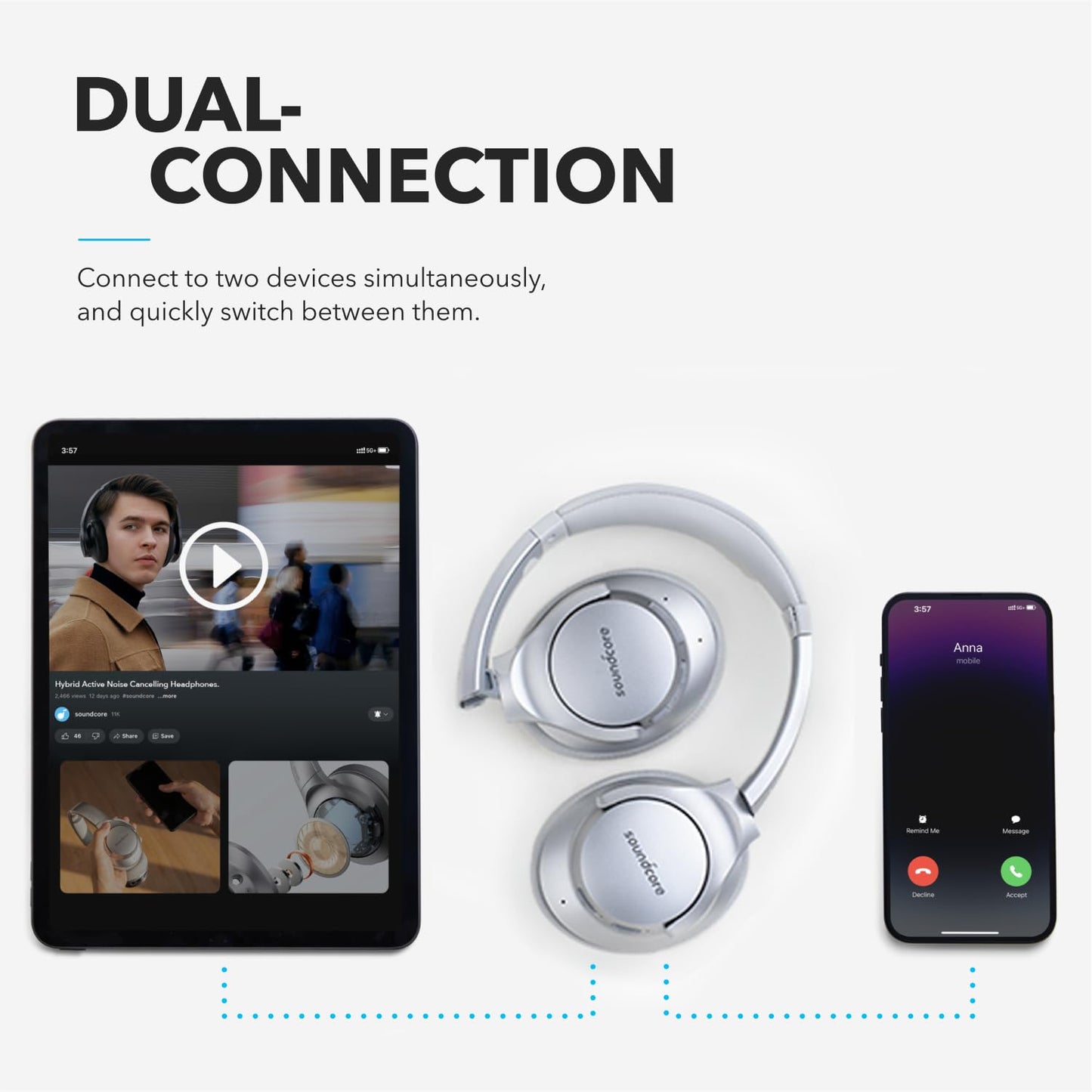 Soundcore Anker Life Q20 Hybrid Active Noise Cancelling Headphones, Wireless Over Ear Bluetooth Headphones, 60H Playtime, Hi-Res Audio, Deep Bass…