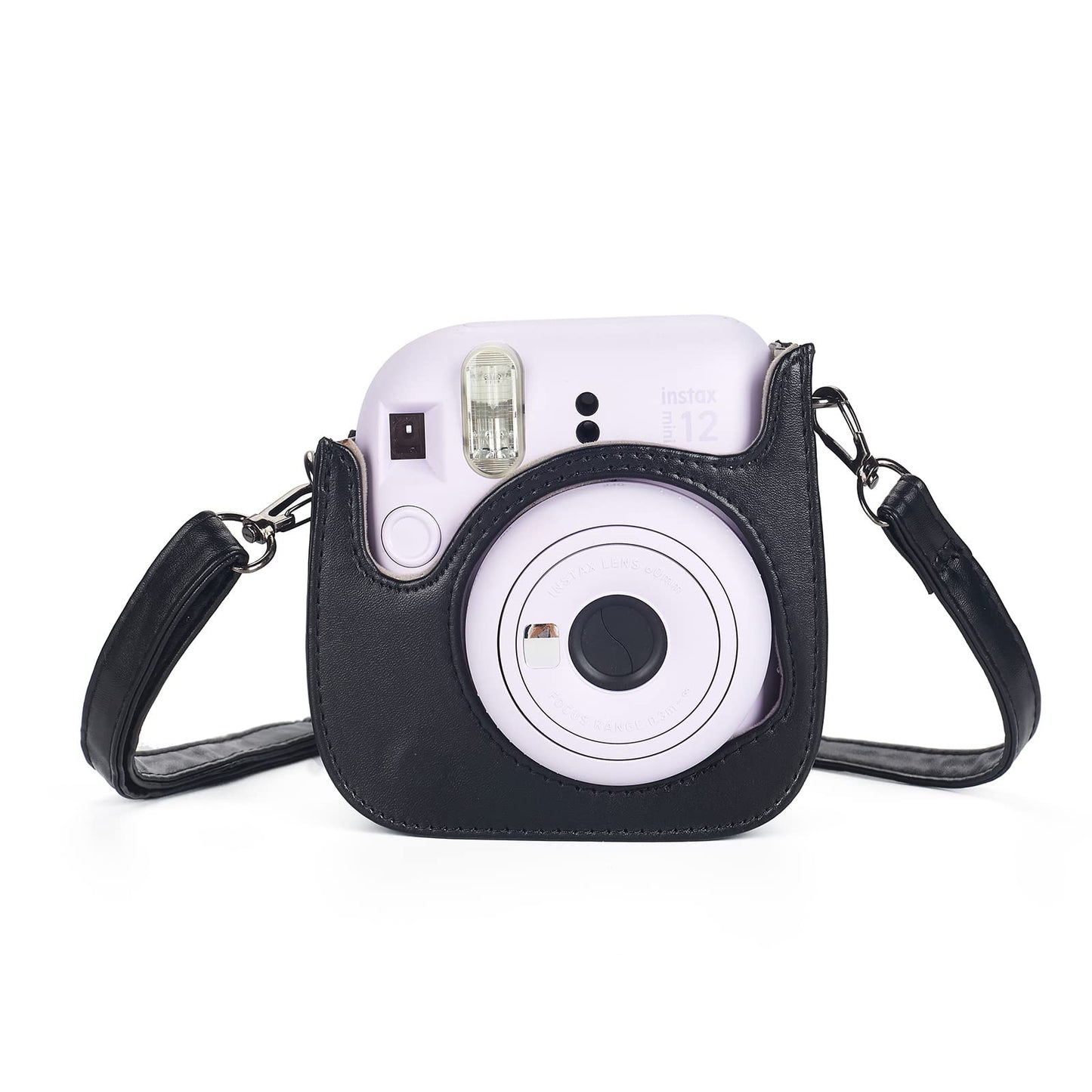 Phetium Instant mini 12 Camera Protective Case Compatible with Instax Mini 12 11,PU Leather Bag with Pocket and Adjustable Shoulder Strap (Black)
