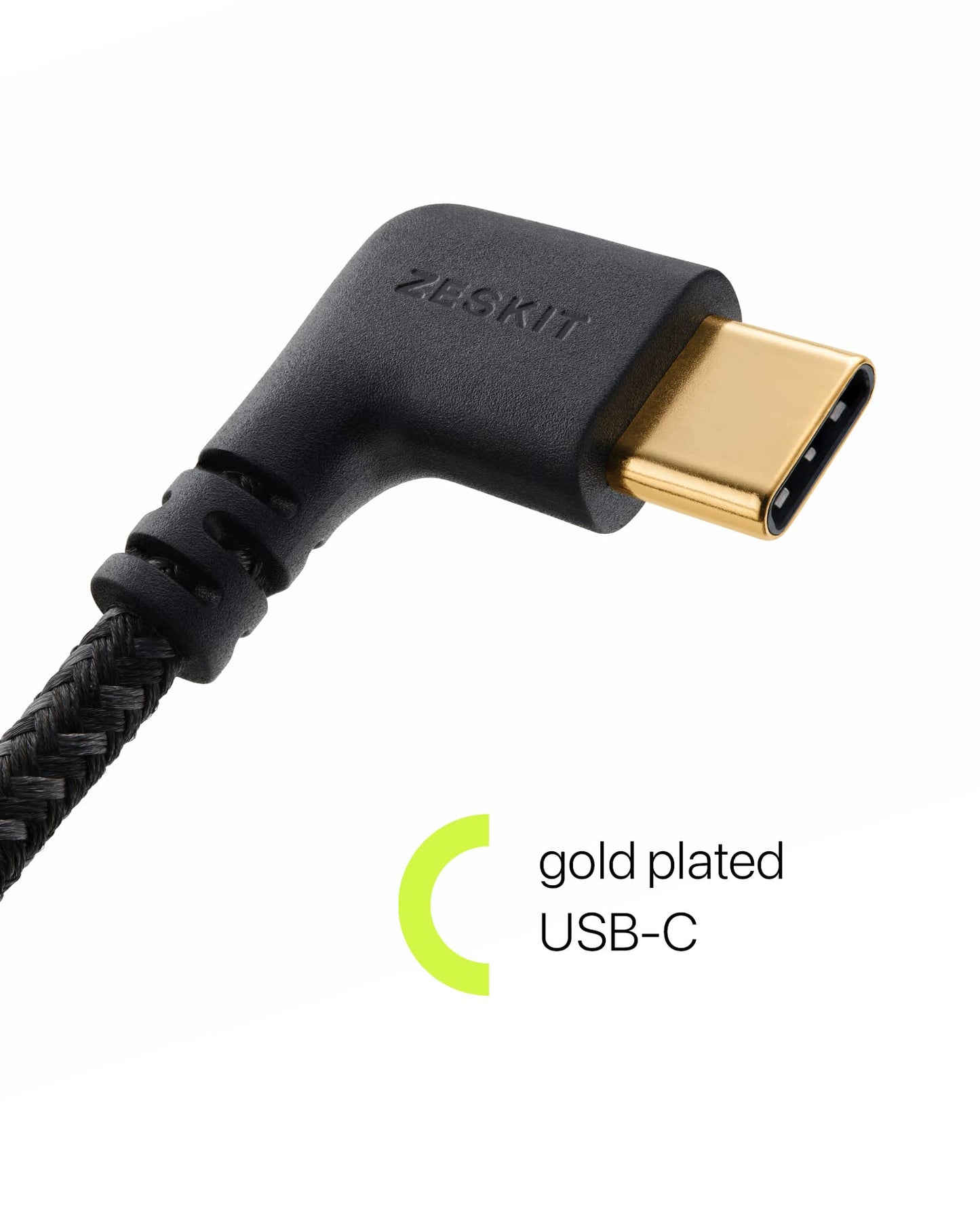 Zeskit MFi Certified Lightning to USB C Charging Cable, Right Angle 10cm Braided