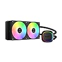 GAMDIAS Aura GLV2 240mm AIO Liquid CPU Cooler, Rotatable Performance 10-Pole Pump, 2 x 120mm Daisy-Chained Hidden Cable Fans, Low-Noise PWM & ARGB