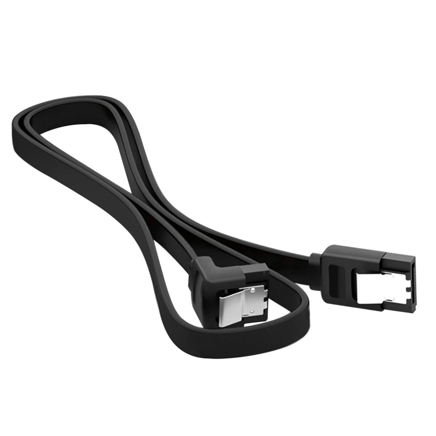 AYECEHI 6 Pack 90 Degree Right Angle SATA III 6.0 Gbps Cable with Locking Latch - Black, 12 Inches for HDD, SSD, CD Drive, Writer