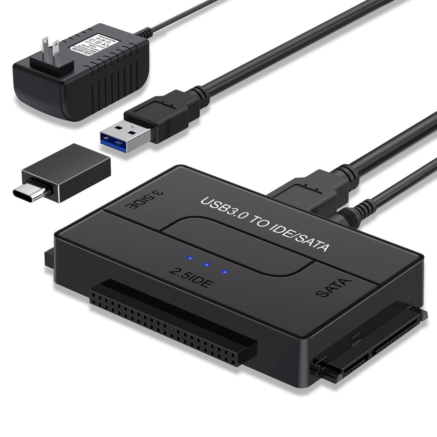 USB 3.0 to SATA IDE Hard Drive Reader, YINNCEEN External Hard Drive Ultra Recovery Converter Universal Hard Drive Adapter Kit for 2.5/3.5 HDD/SSD Hard