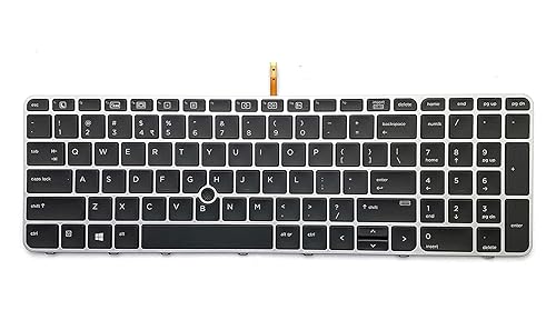 US Keyboard with Pointer for HP EliteBook 850 G3 / 850 G4 / 755 G3 / 755 G4 Laptop Silver Frame Backlight