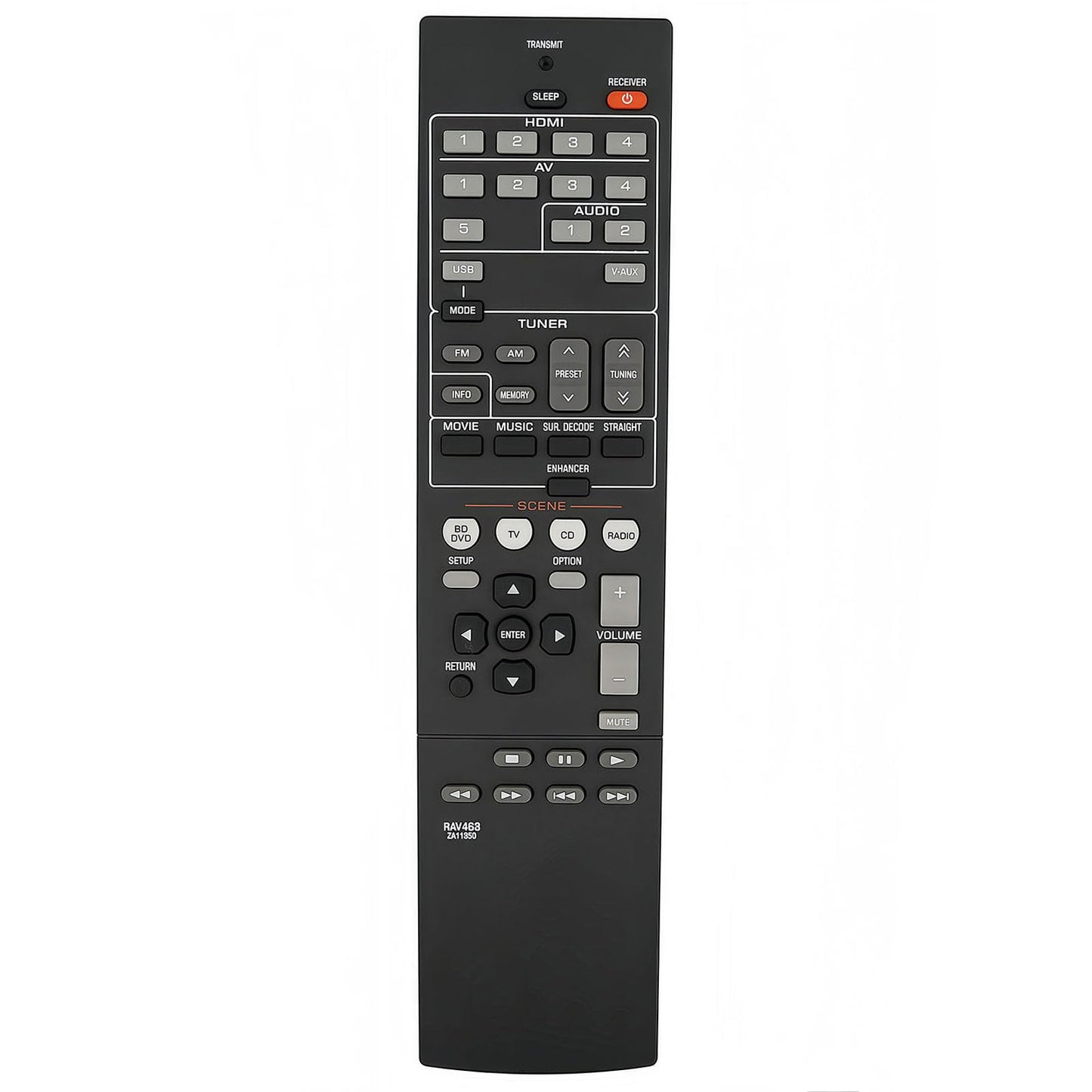 RAV463 ZA11350 Replacement Remote Control for Yamaha AV Receiver RX-V373 RX-V375 HTR-3066