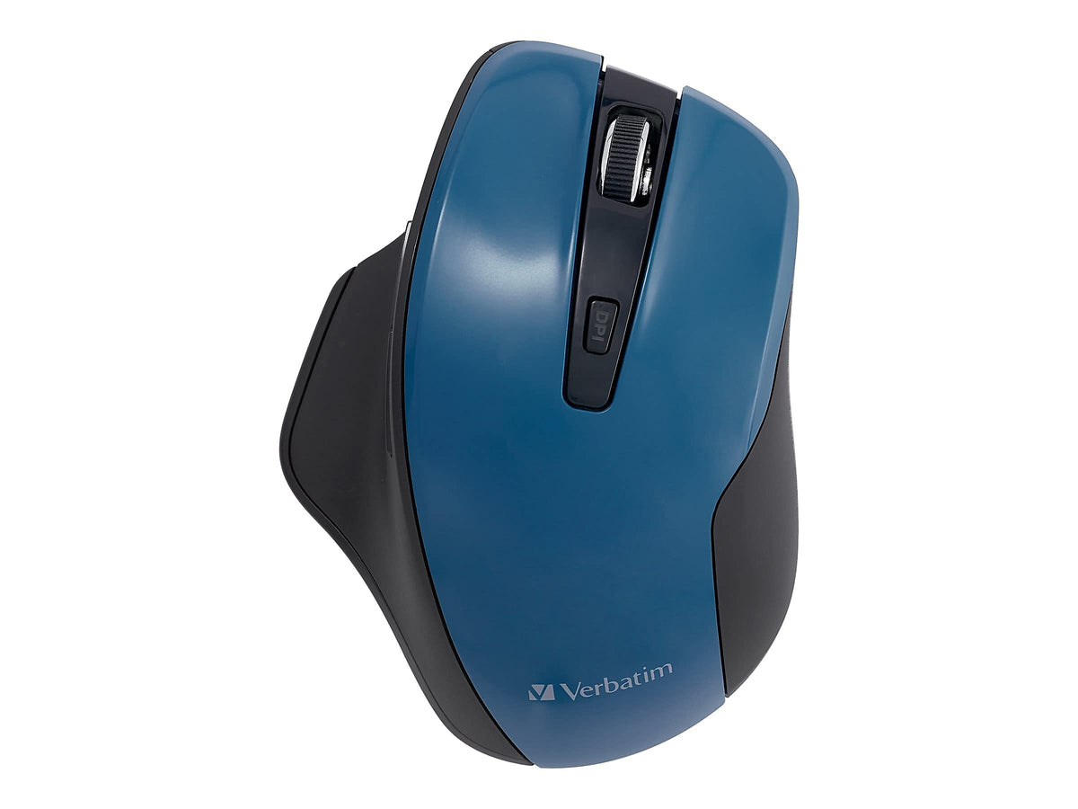 Verbatim Silent Ergonomic Wireless Blue LED Mouse, 6-Button, Dark Teal