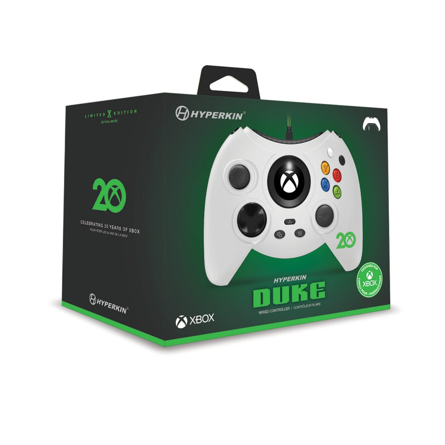 Hyperkin Duke Wired Controller for Xbox Series X|S/Xbox One/Windows 10 -White- Officially Licensed (Xbox 20th Anniversary Limited Edition)