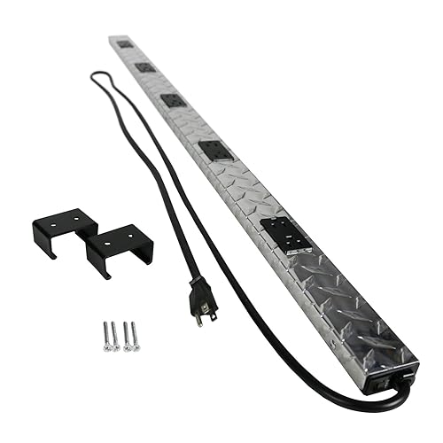 Legrand - Wiremold, 10 Outlet Wall Mount, Under Counter, 4 Foot Wiremold Power Pole with Diamond Plate Power Strip Garage, PM48TC