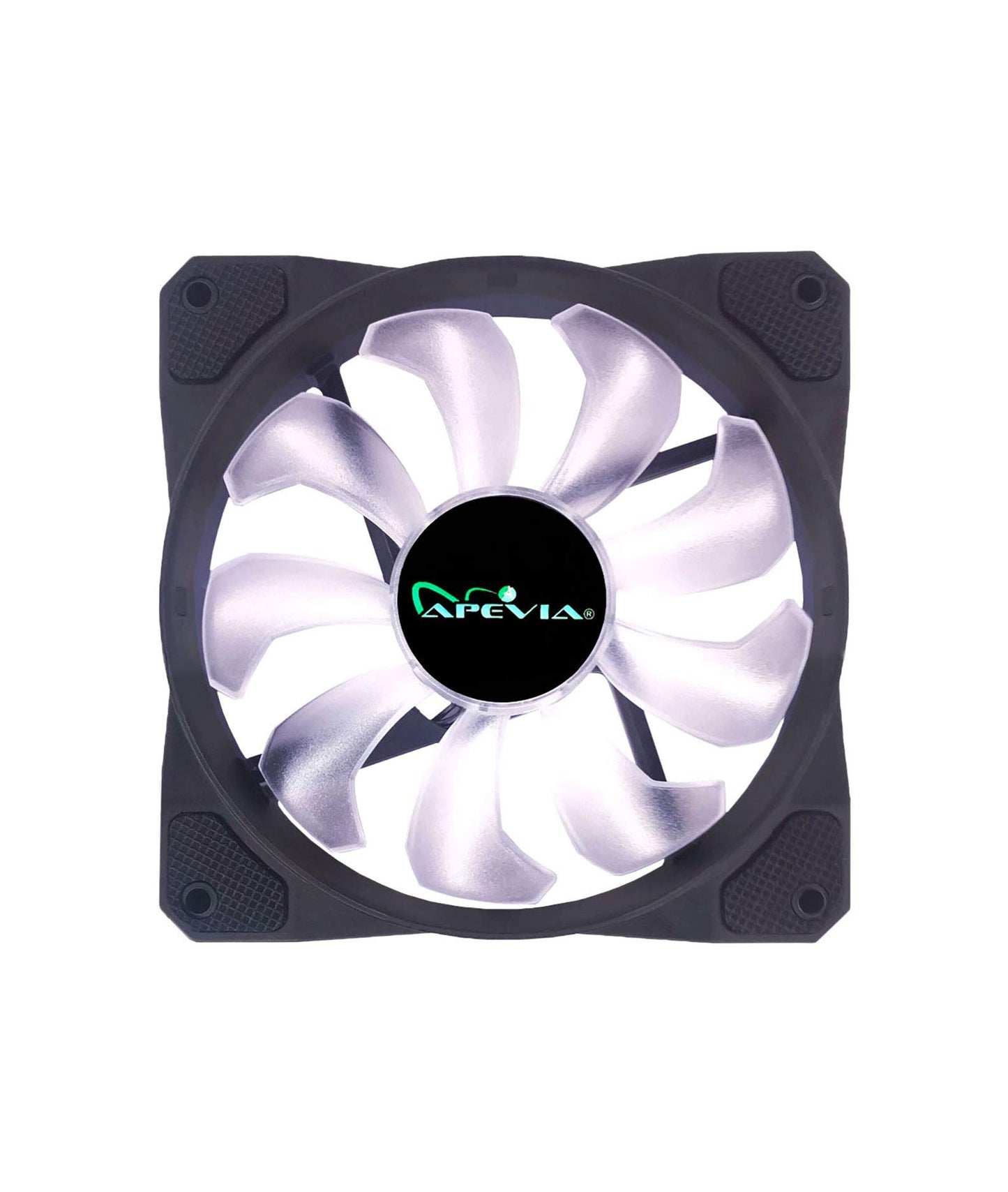 Apevia CO512L-WH Cosmos 120mm White LED Ultra Silent Case Fan w/ 16 LEDs & Anti-Vibration Rubber Pads (5 Pk)