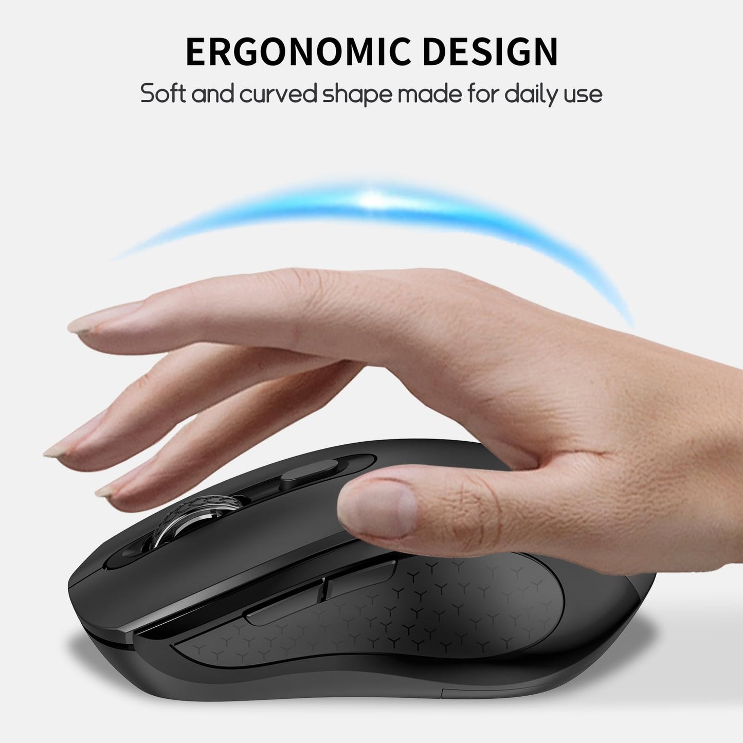 Wireless Mouse with Side Buttons for Laptop, PC, Chromebook, Mac, MacBook, Silent Mouse with USB Nano Receiver, 1000/1600/2400 DPI, Anti Slip Roller