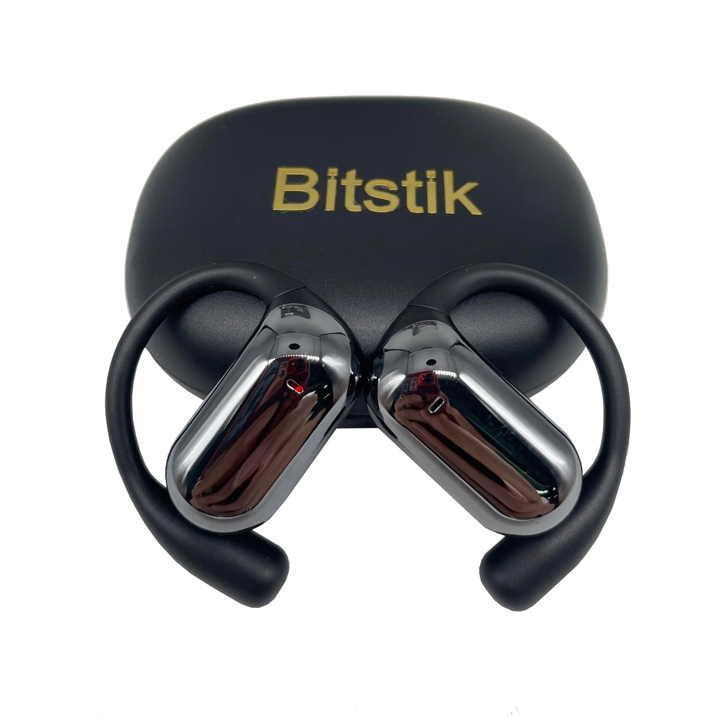 Bitstik Open-Ear Wireless Headphones Bluetooth Earbuds LED Power Display Charging Case Ear Buds Earhook Over-Ear Earphones for Workout Sports TV…