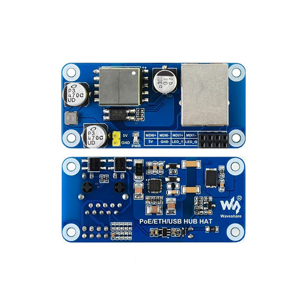 PoE Ethernet/USB HUB HAT for Raspberry Pi Zero/Zero W/Zero WH, 3X USB 2.0 Ports, 10M / 100M RJ45 Port, 802.3af-Compliant