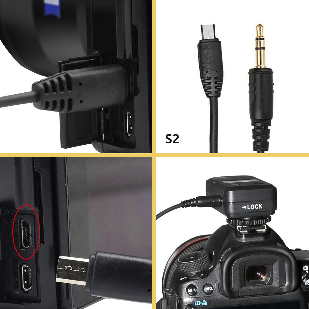Pixel 3.5mm-S2 Camera Shutter Connecting Cable Cord Compatible for Sony Rebel PowerShot Pentax Samsung Sigma Cameras Compatible with Pixel Shutter
