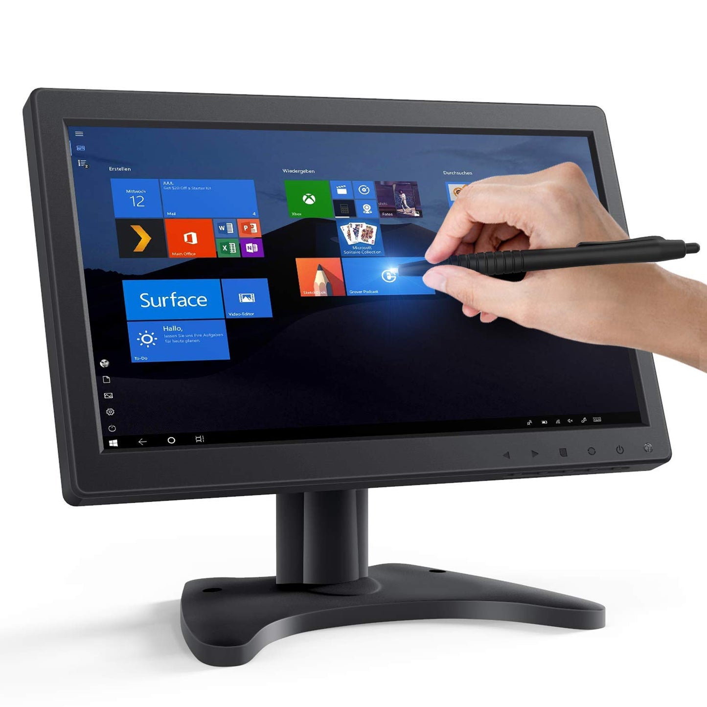 OWLVISION Security Monitor 11.6 Inch, 1920x1080 Compact Touch Screen Monitor with HDMI/VGA/USB Port, Built-in Dual Speakers External Display