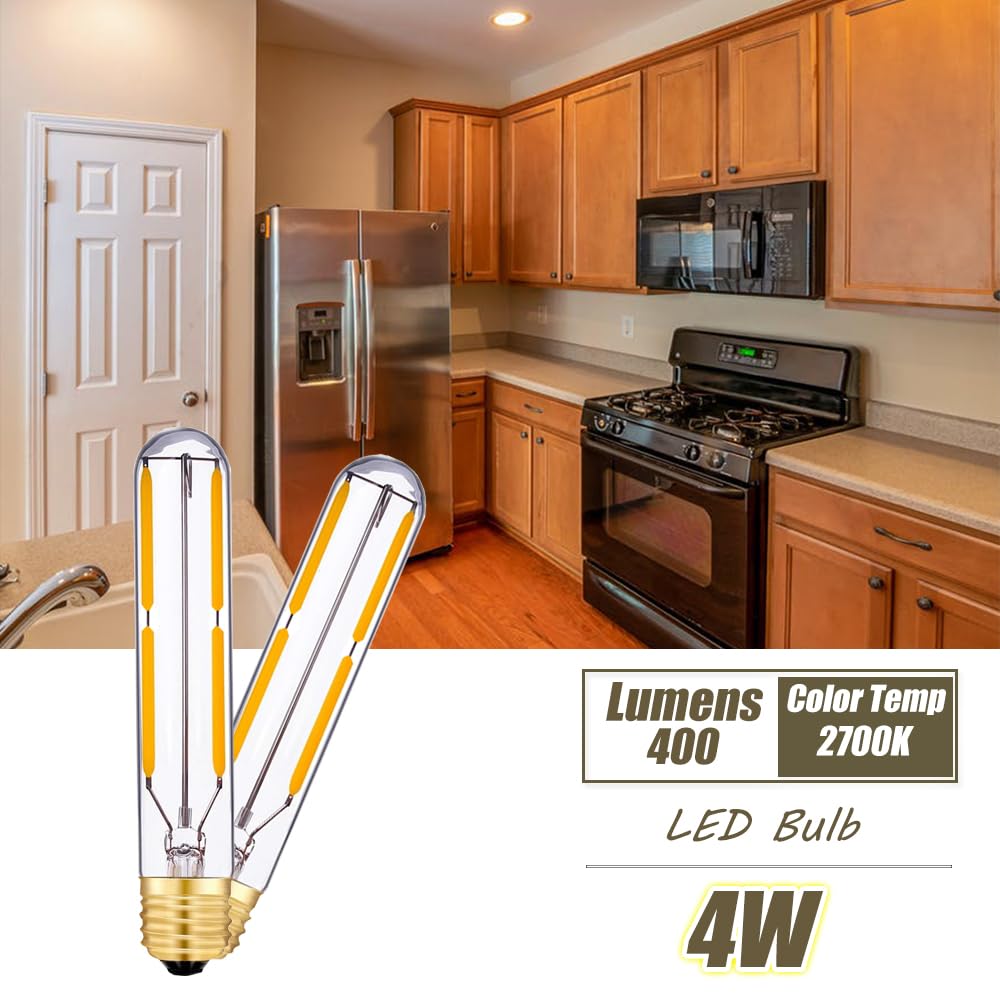 T20/T6.5 Dimmable 4W Tubular LED Tube Bulb E17 Intermediate Base, Appliance Light Bulbs 40 Watt Incandescent Equivalent, 2700K Warm White Edison Style