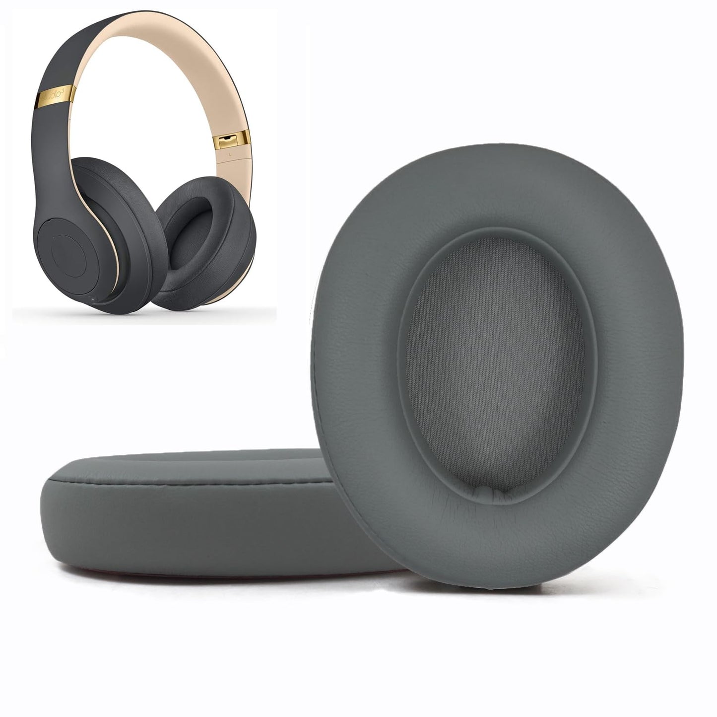 Replacement Ear Pads Cushions Compatible with Beats Studio 3.0/2.0, Headphone Ear Covers with High Density Memory Foam, Soft Leather, Adaptive Beats