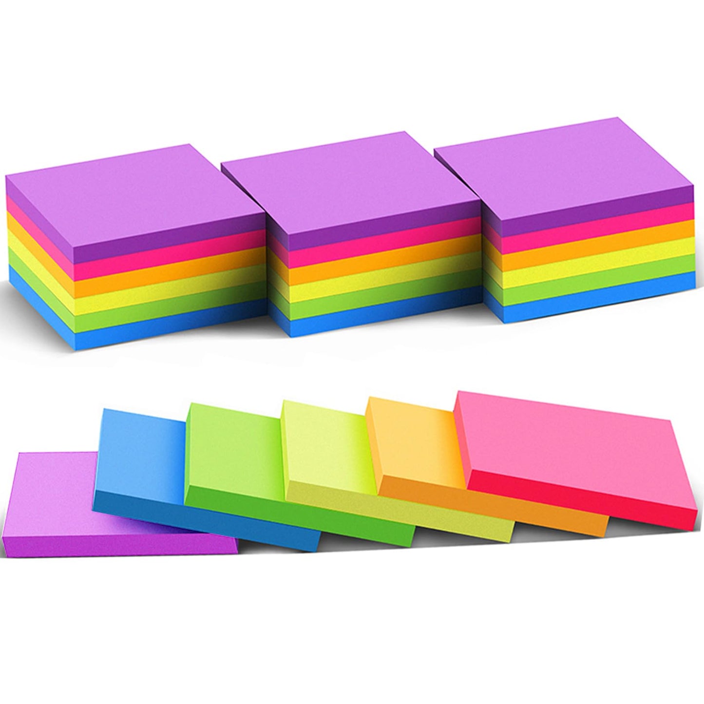 (24 Pack) Sticky Notes 3x3 in Post Bright Stickies Colorful Memo Pads