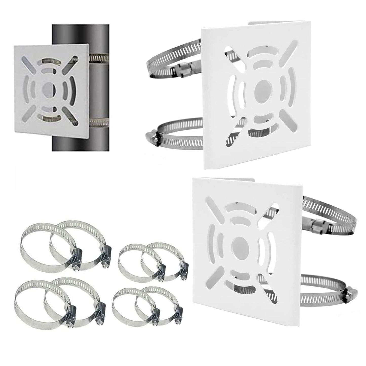 Ahn'Qiraj 2Pcs Universal Vertical Pole Mount Bracket Mount Camera Adapter for CCTV Security Camera Ptz Dome Vertical Pole Wall Mounting Bracket with 8