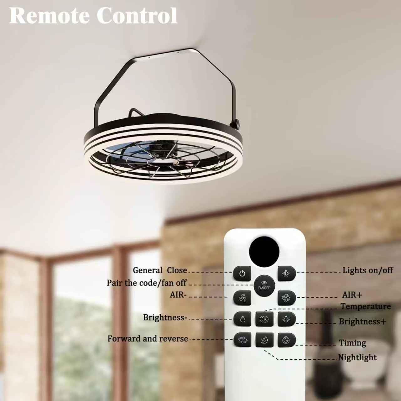 Plug In Wall Mount Fan, 20 Inch Wall Mount Fan with Light, LED Frame