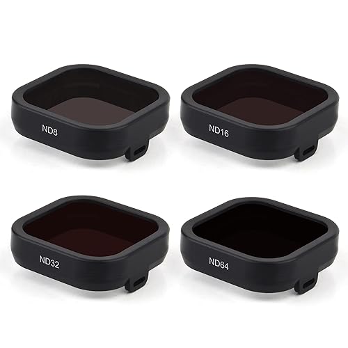 GEPULY 4 Pack Camera Lens Filter ND8 ND16 ND32 ND64 for GoPro Hero 12/11/10/9 Black, Neutral Density Lens Filters, Multi Coated Optical Glass, Lens