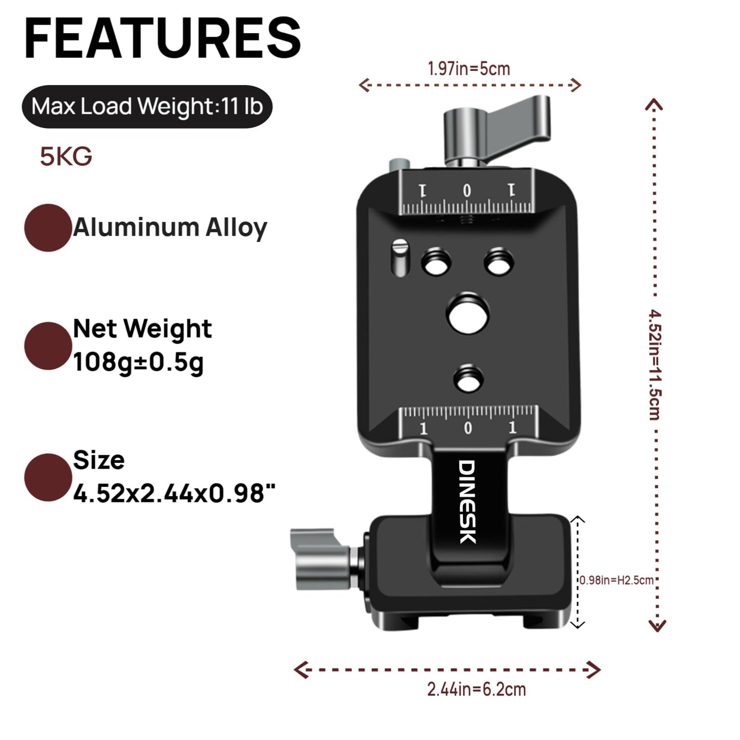 DINESK Vertical Camera Mount,Gimbal Vertical Shooting Camera Adapter Compatible with DJI RS 2/RS 3/RS3 PRO for IG YouTube Shorts Tiktok Video Extended