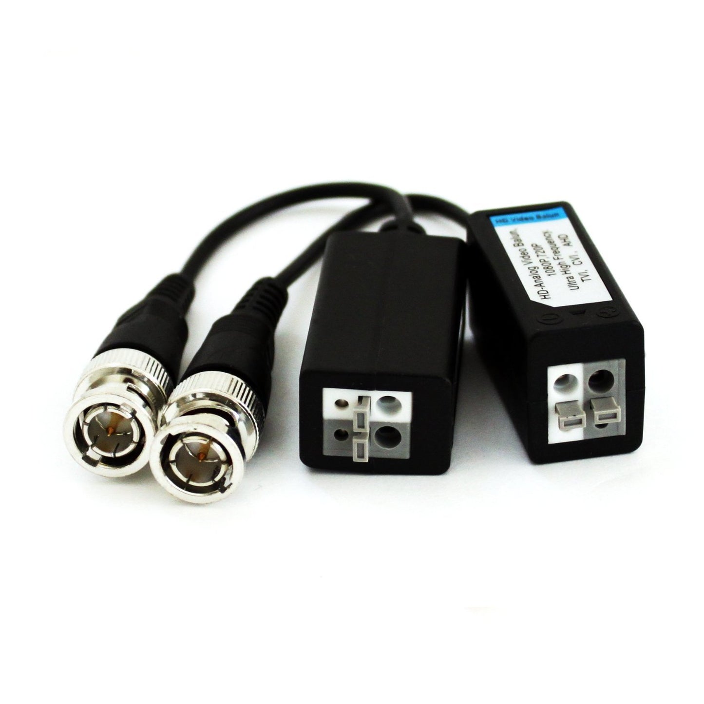 HDVD Surge-Protected 1 Pair HD-CVI/HD-TVI/AHD/Analog Hybrid Passive Balun - Video-only: Coax to Twisted Pair with Push-Pin Terminal