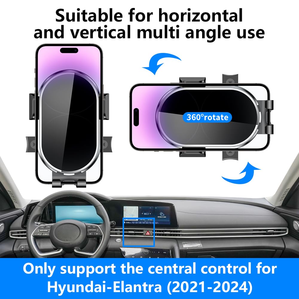 YEGZA Car Phone Holder for Hyundai Elantra 2021 2022 2023 2024 2025 2026 Auto Accessories Navigation Bracket Interior Decoration Dashboard Cell Mobile