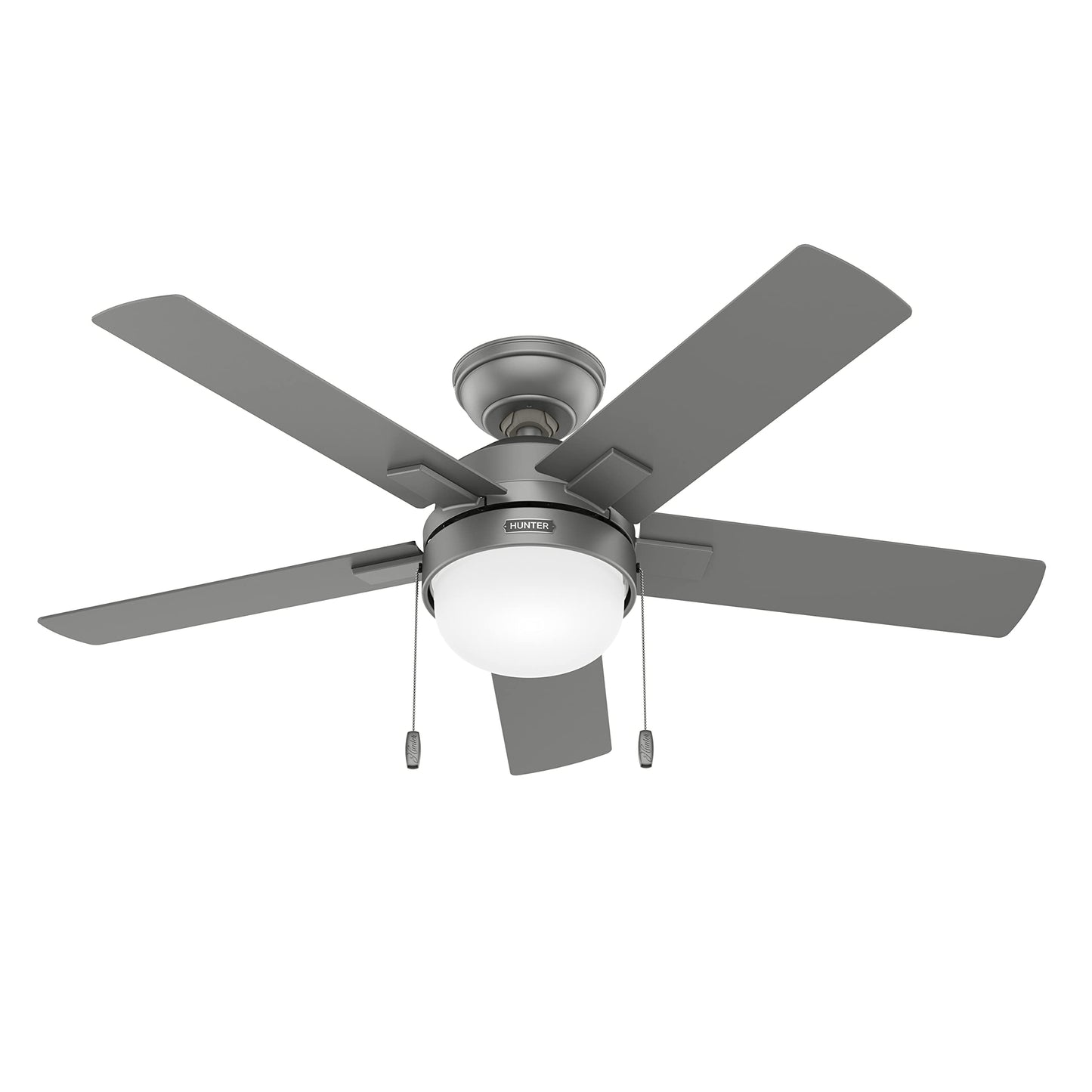 Hunter Fan 44 inch Casual Matte Silver Indoor Ceiling Fan with LED Light Kit and Pull Chain (Renewed)
