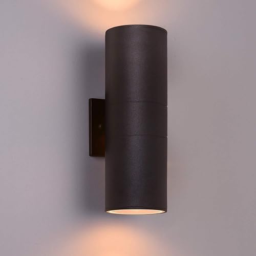 wowlite Outdoor Wall Light, Exterior Lighting, Matte Black Waterproof Wall Mount Cylinder Design, Up Down Light Fixture for Porch, Backyard and Patio