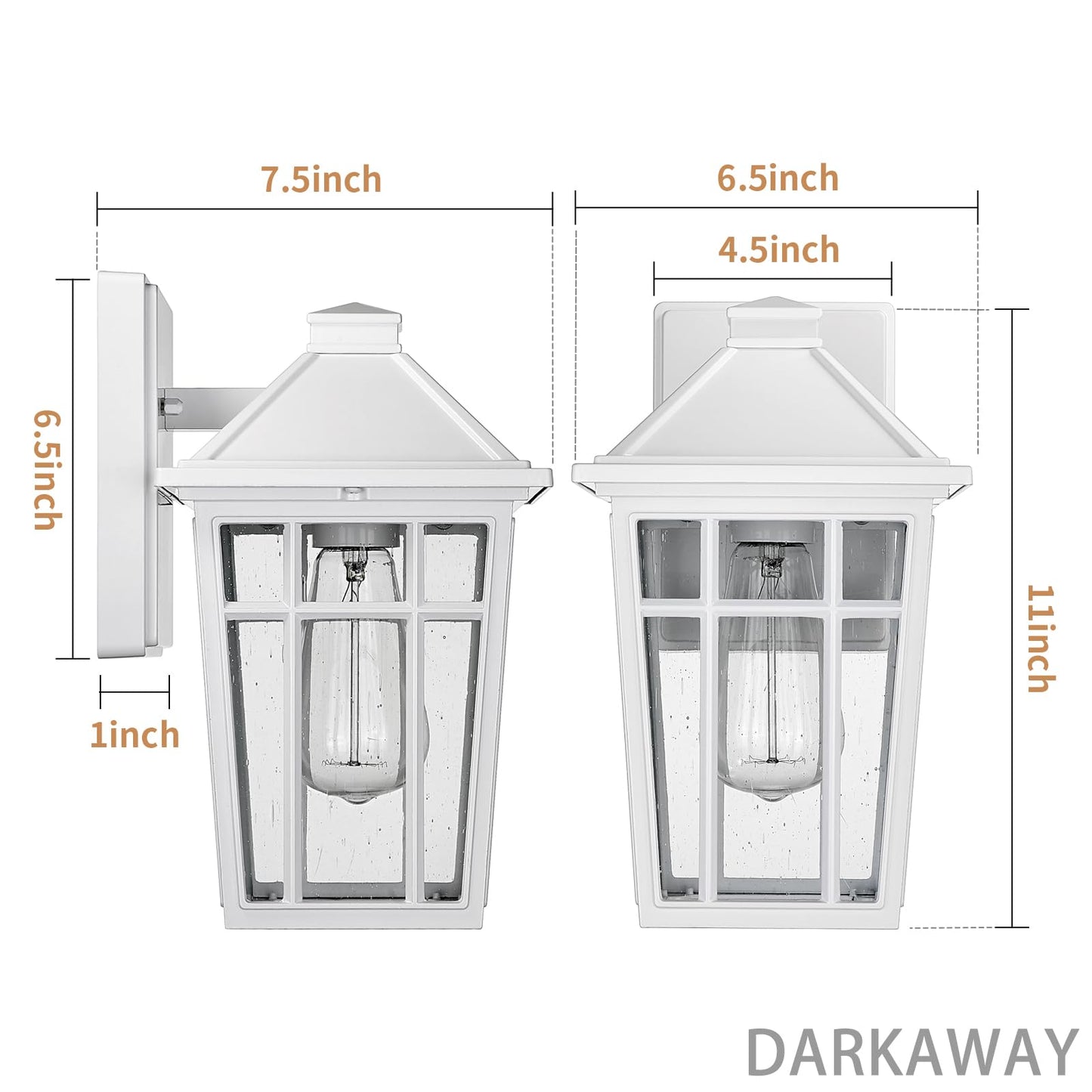Darkaway Outdoor Sconce Lights Wall Light Fixtures, Front Porch Light Outdoor Wall Anti-Rust Waterproof Aluminum with Glass Exterior Light Fixture