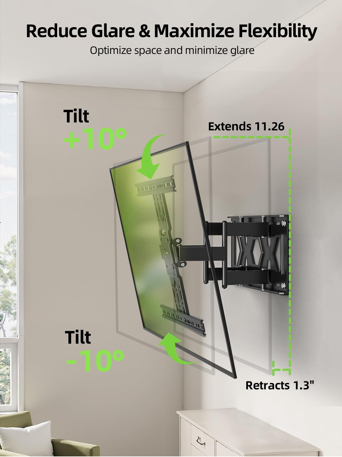 USX MOUNT Ultra Slim TV Wall Mount 37-75 Inch TVs Mount with Swivel and Tilt, Low Profile Full Motion Bracket with Articulating Dual Arms, Up to VESA