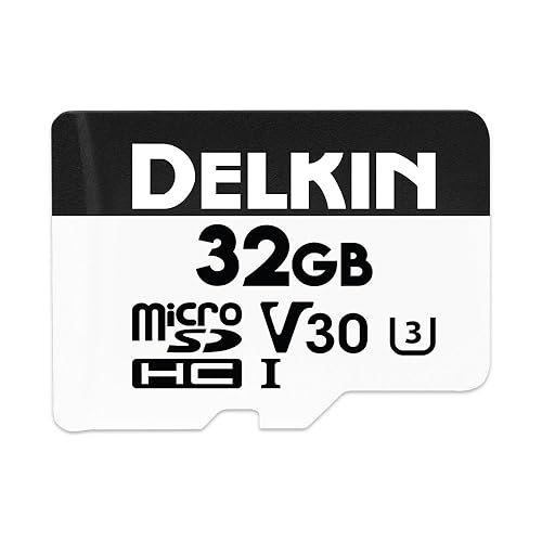 Delkin Devices Hyperspeed 32GB Micro SD Card with Adapter - 100MB/s Read, UHS-I (U3, V30), 4K & Full HD for Smartphones, Tablets, GoPro, and Dash Cam