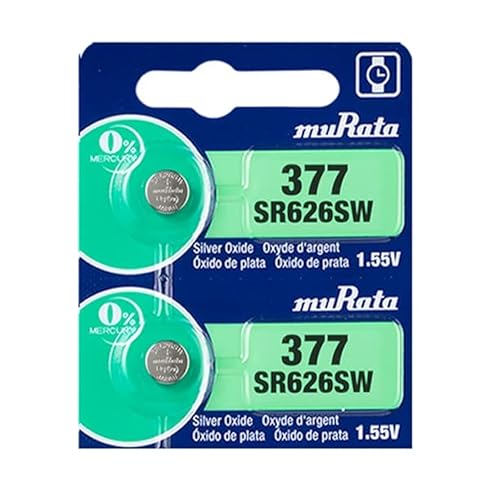 Murata 377 SR626SW Battery 1.55V Silver Oxide Watch Button Cell - Replaces Sony 377 (2 Batteries)