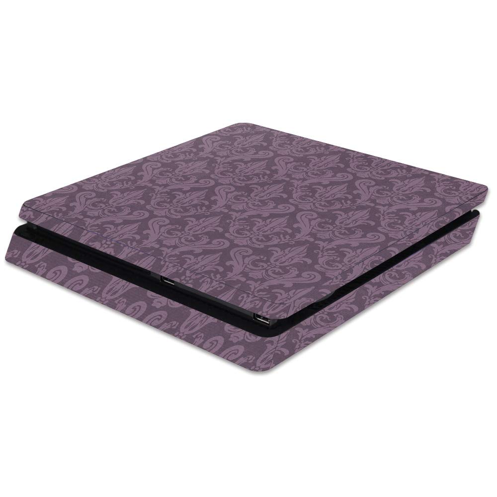 MightySkins Skin Compatible with Sony PS4 Slim Console - Plum Damask | Protective, Durable, and Unique Vinyl Decal wrap Cover | Easy to Apply, Remove