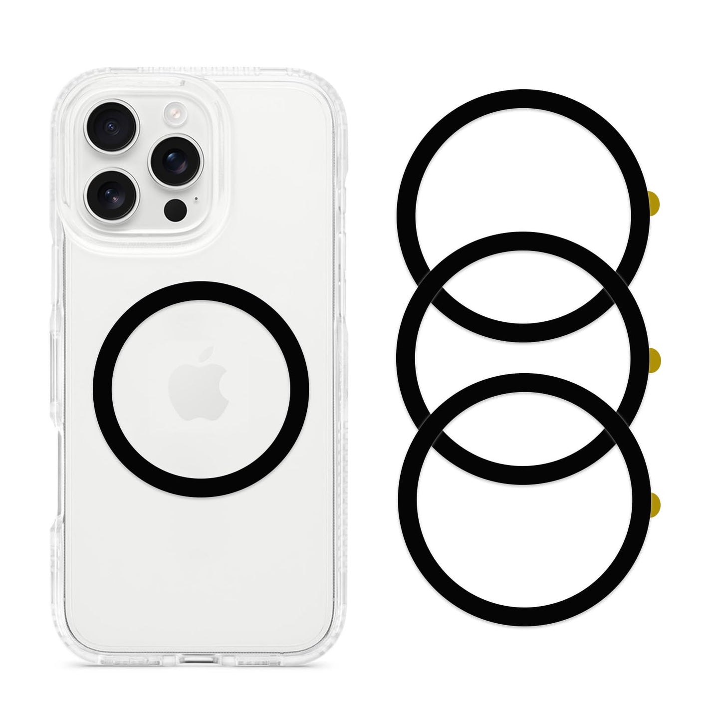 3 Pack,Universal Metal Ring Sticker for Wireless Charger&Magsafe Sticker,Magnetic Ring for Phone Case,Compatible with iPhone/Samsung/Android