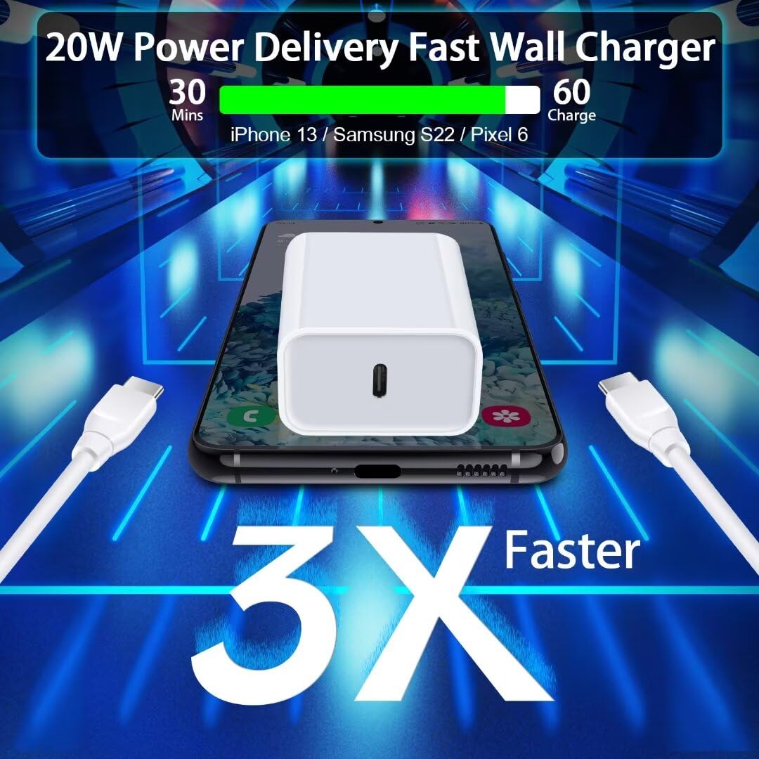 Fast USB C Wall Charger,20W PD Power Adapter Charging Block Compatible with iPhone 17 Pro Max 17 Pro Air 16 Plus 15 14 13 12 11,SE/X/XS,iPad