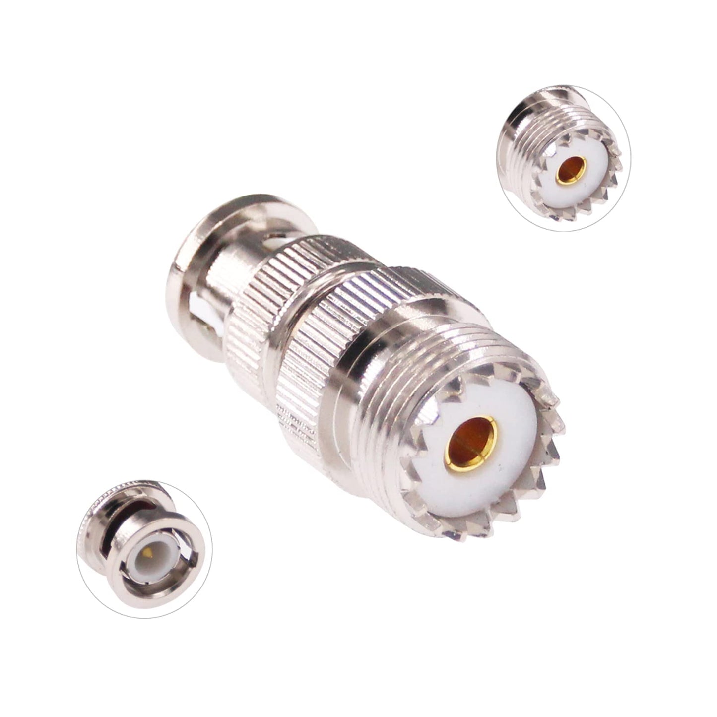 RFaha 2pcs BNC Male to UHF Female SO-239 SO239 RF Coax Adapter BNC to UHF Coaxial Connector Adapter(F37-2)