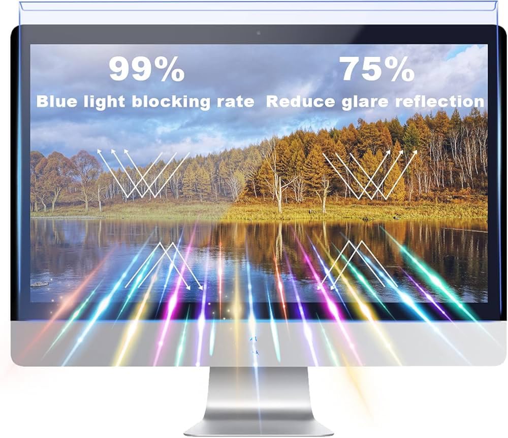 Anti Blue Light Screen Filter, Universal Blue Light Blocking Screen Protector Panel for 23, 23.6, 23.8, 24 inches Diagonal Desktop Computer LED PC