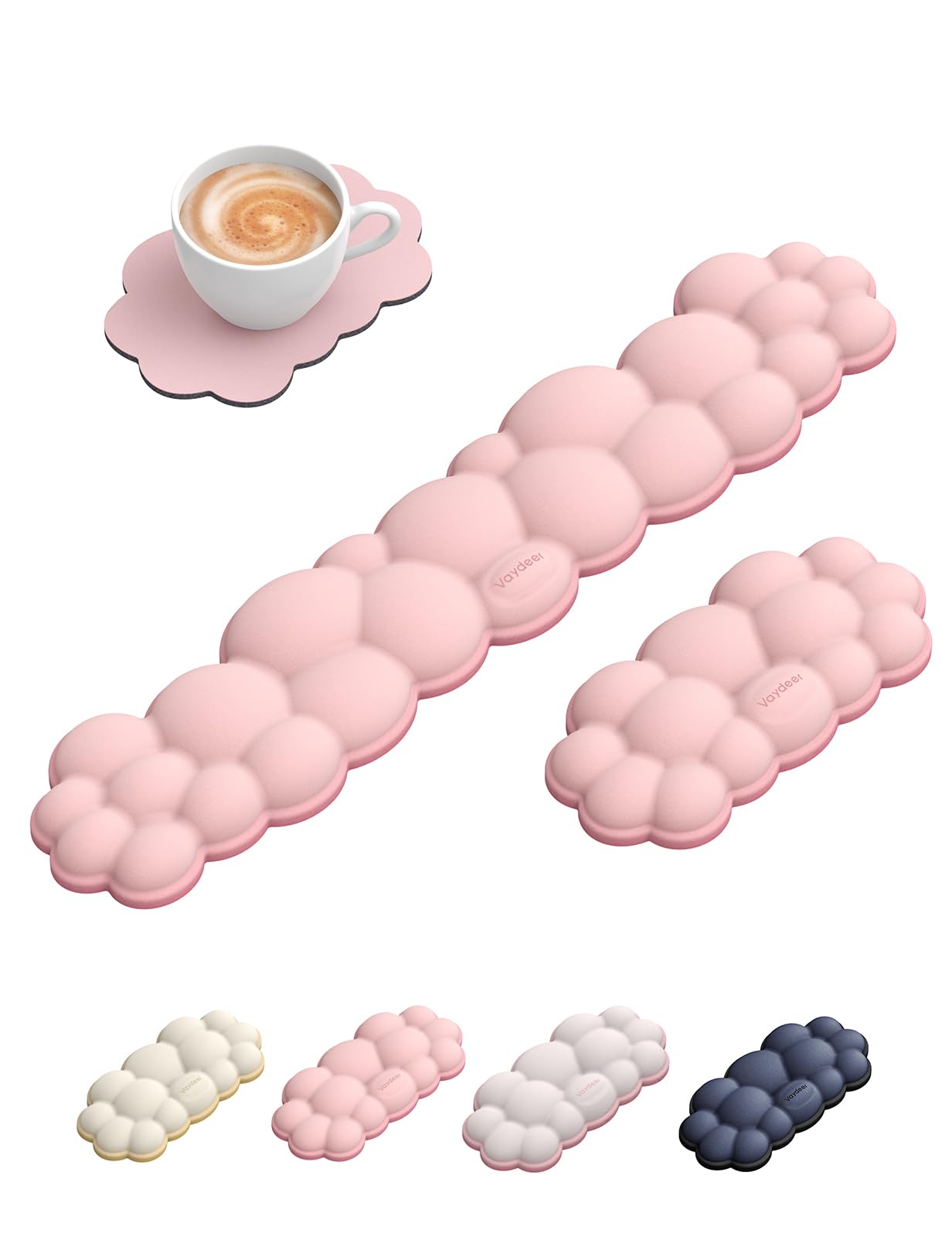 Vaydeer Cloud Keyboard Wrist Rest Set - Ergonomic Memory Foam Wrist Pad for Computer, Laptop & Gaming, Non-Slip Cute Desk Accessories