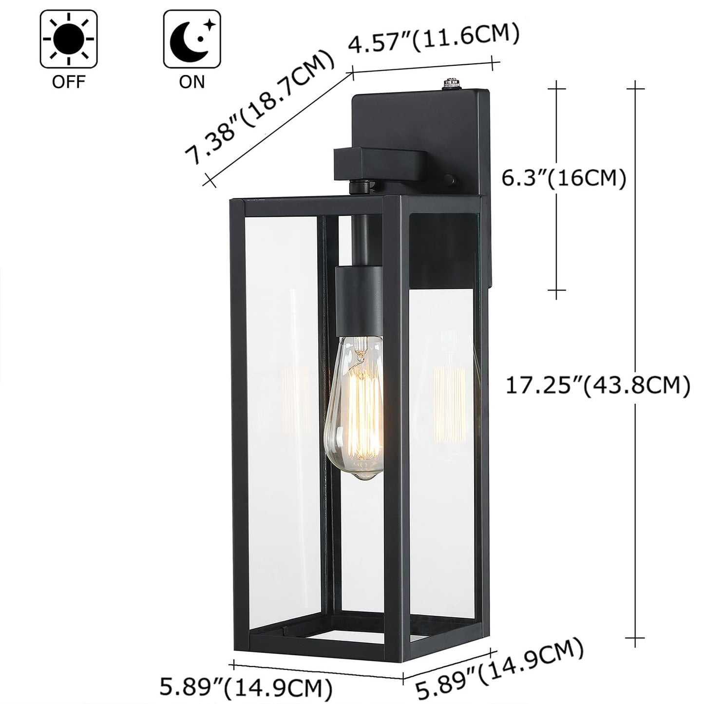 Faymart lighting 18 Inch Outdoor Wall Light Dusk to Dawn,2 Pack Outdoor Lanterns for Porch,Large Outdoor Sconce Lights with Sensor,Photocell Wall