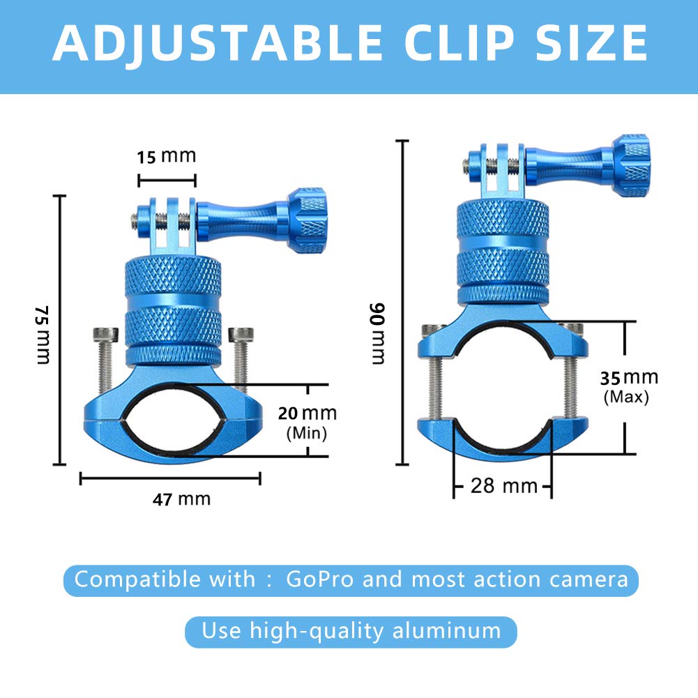 ParaPace Mountain Bike Mount for GoPro Hero 12/11/10/9/8/7/6/5s/5/4s/4/3+, 360 Degree Rotation Aluminium Bike Handlebar Holder Bicycle Rack Adjuster