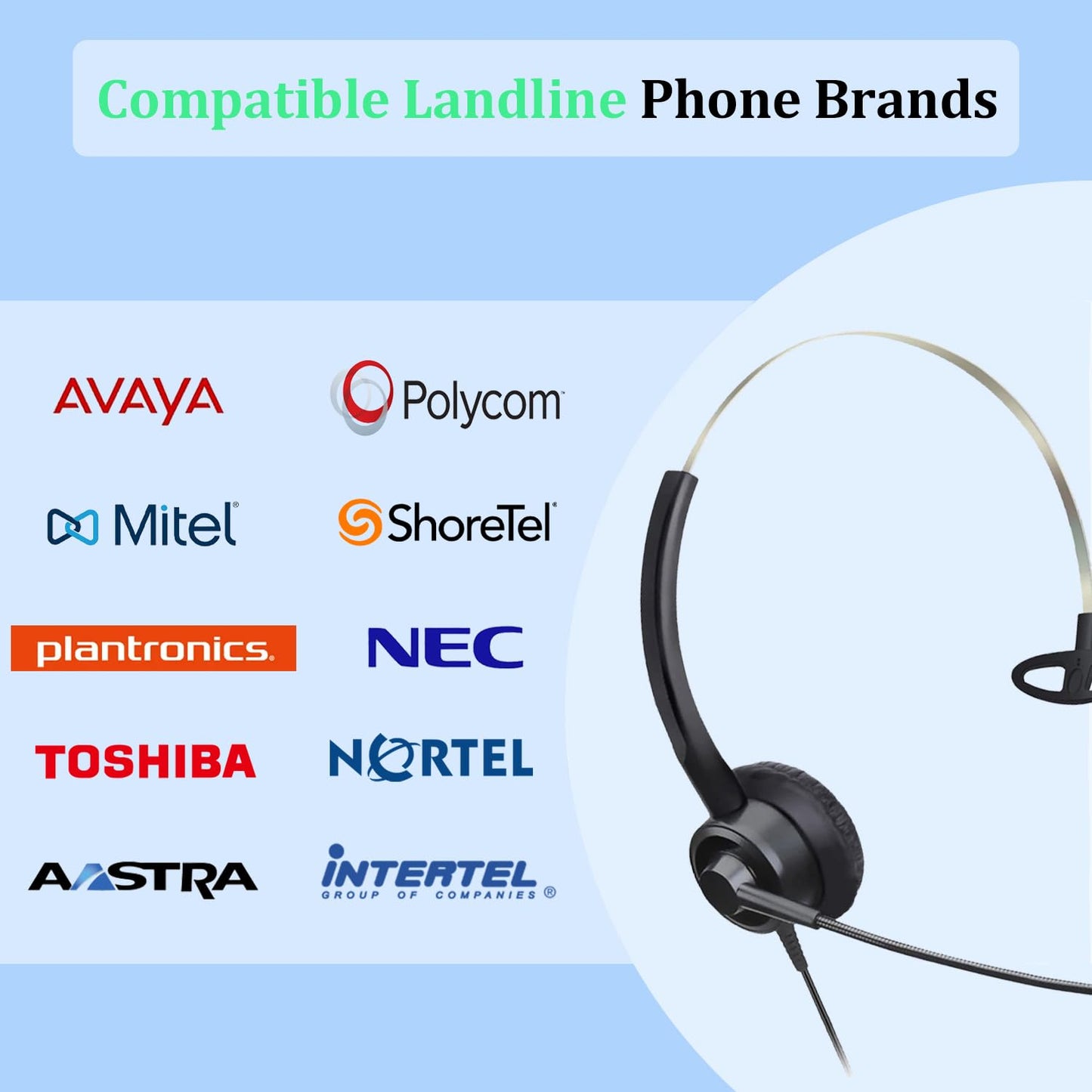 Xintronics RJ9 Phone Headset with Microphone Noise Cancelling Office Telephone Headphone Compatible with Avaya 1416 9508 1408 1120 5410 5420 9408 9640