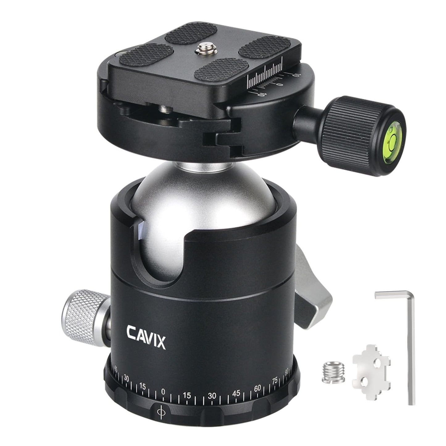 CAVIX 360°Panoramic Ball Head Tripod Head, 18kg(39.7lbs) Load Capacity, 44mm Metal Ball Head with 1/4" Arca-Swiss Quick Release Plate for Tripod