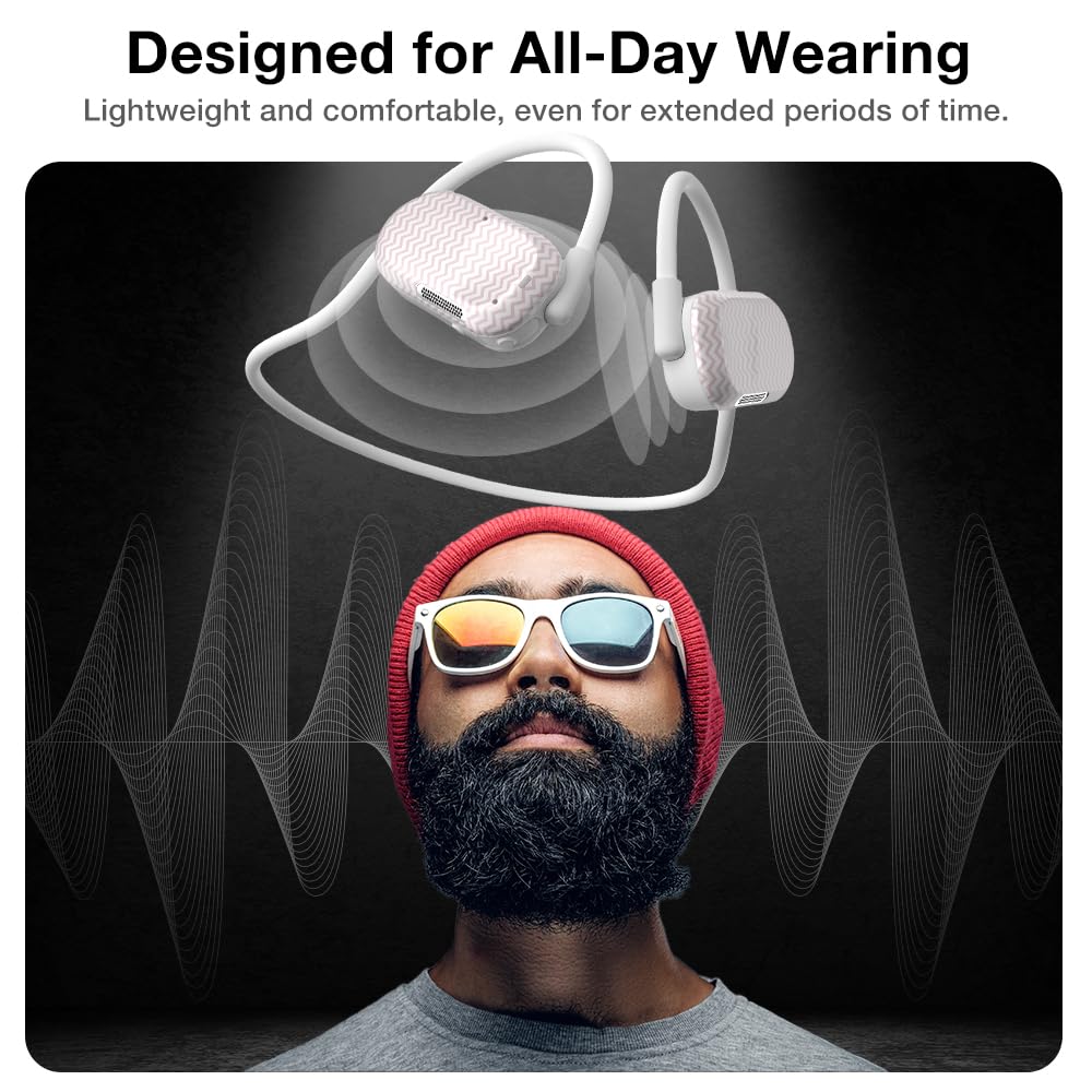 Purity Air Open Ear Headphones - True Air Conduction Wireless Bluetooth Open Ear Earbuds with Dual Mic for iPhone/Android - Secured Long Wearing