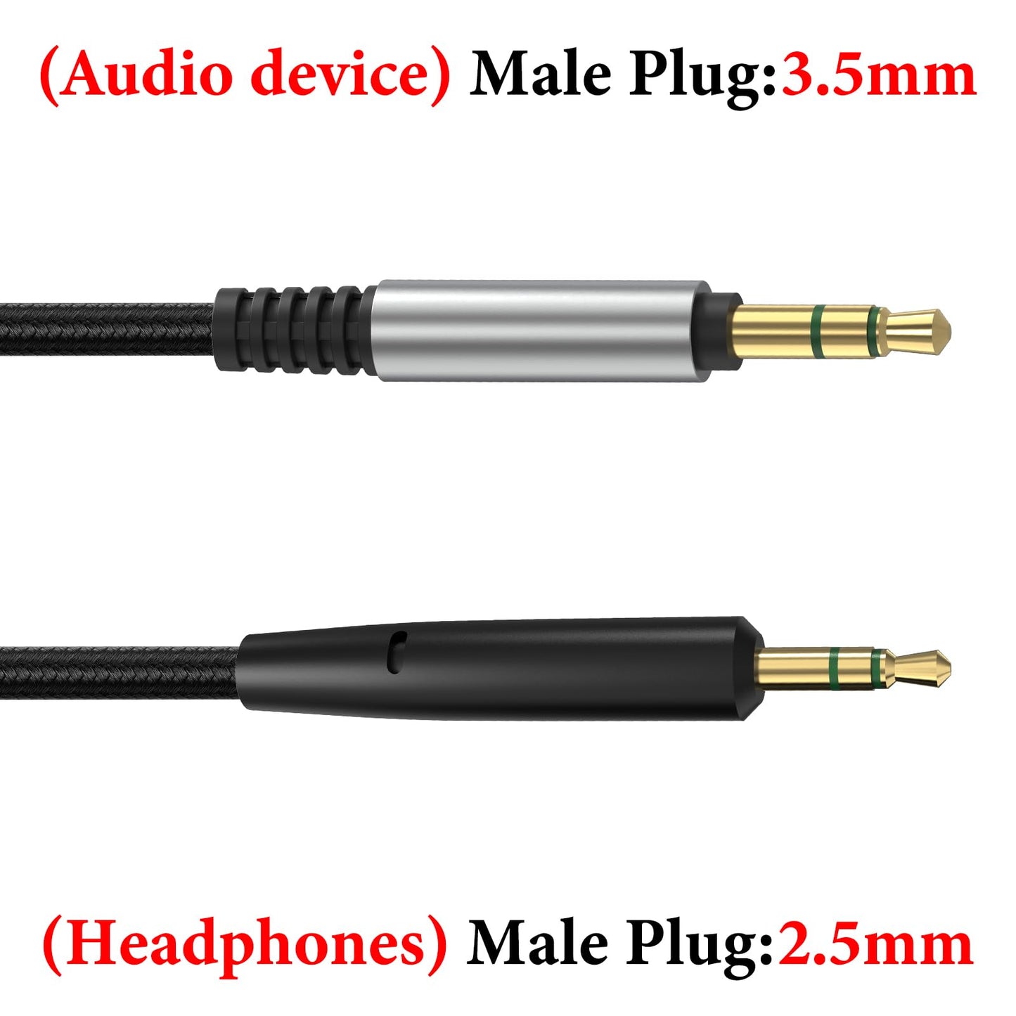 GEEKRIA Audio Cable Compatible with Bose SoundTrue Around-Ear II/AE2, Soundlink On-Ear/II, 2.5mm Braided Nylon Replacement Stereo Cord (4 ft / 1.2 m)