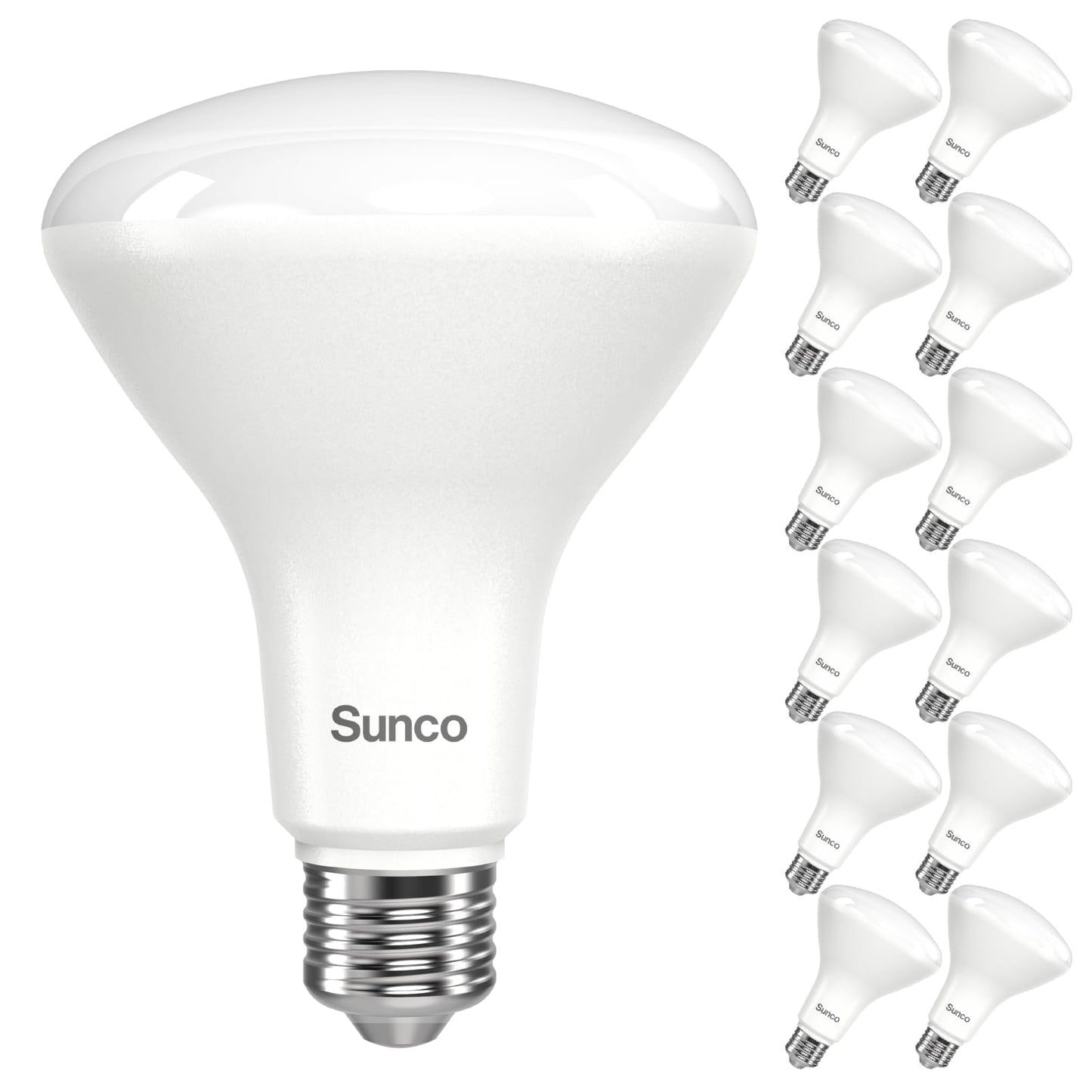 Sunco 12 Pack BR30 LED Bulb, High Output Flood Light, E26, 11W=65W, 3000K