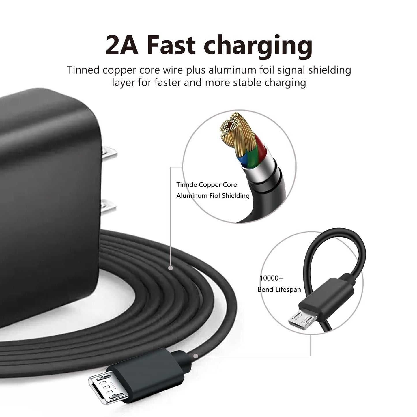 Replacement Roku Voice Remote Charger 5V USB Power Cord Fit for Roku Voice Remote Pro Rechargeable Voice Remote, Roku Micro USB power Cord 1